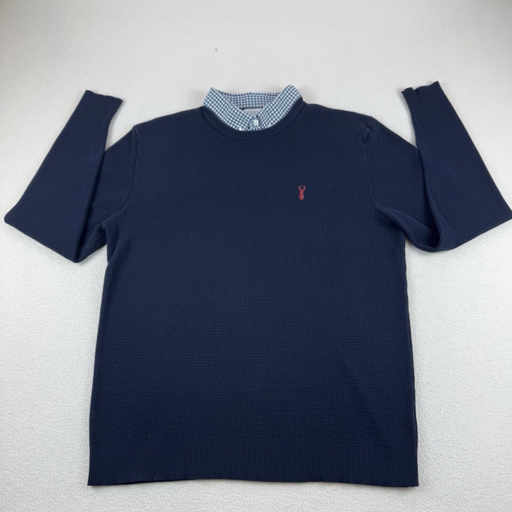 Next Collar Sweater Mens Size XL Navy Blue Pullover Jumper Casual Knit Cotton
